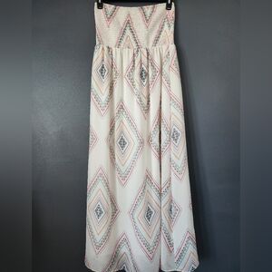 Old Navy Women's L Smocked Chiffon White & Hot Pink Geometric 2010s Stunner Maxi